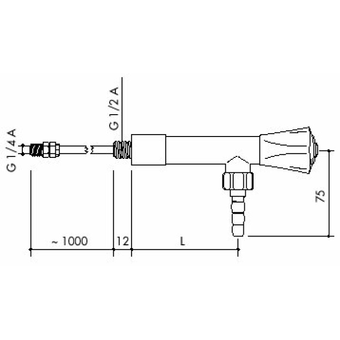 [45 -125225-SA-clinical] TOF 1000/610 - Laboratory tap for demi water with an inlet hose, outlet 90 °