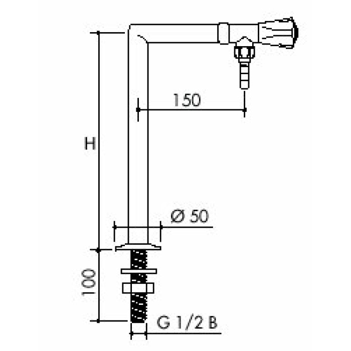 [49 -125225-SA-clinical] TOF 1000/355 - Laboratory pillar tap for water, discharge down