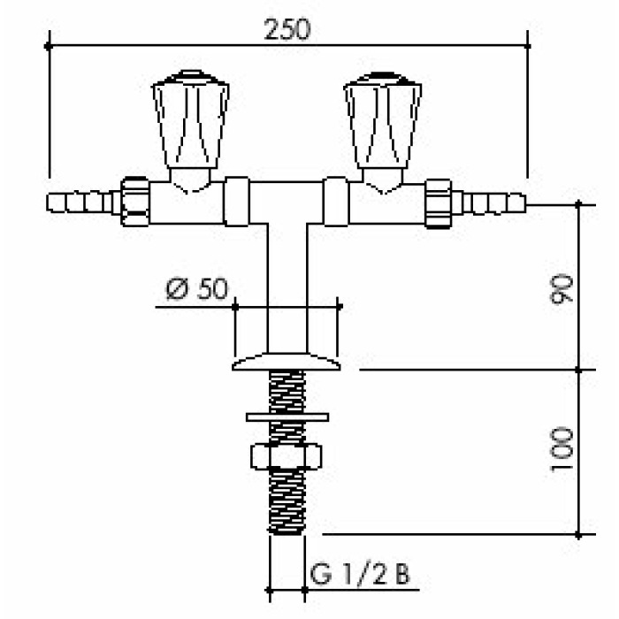 [56 -125225-SA-clinical] TOF 1000/250 - Laboratory stand T tap, double direct discharge
